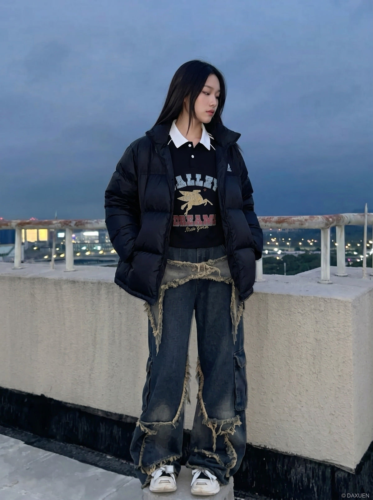 DAXUEN Valley Dreams Contrast Polo Shirt | DAXUEN — model photo