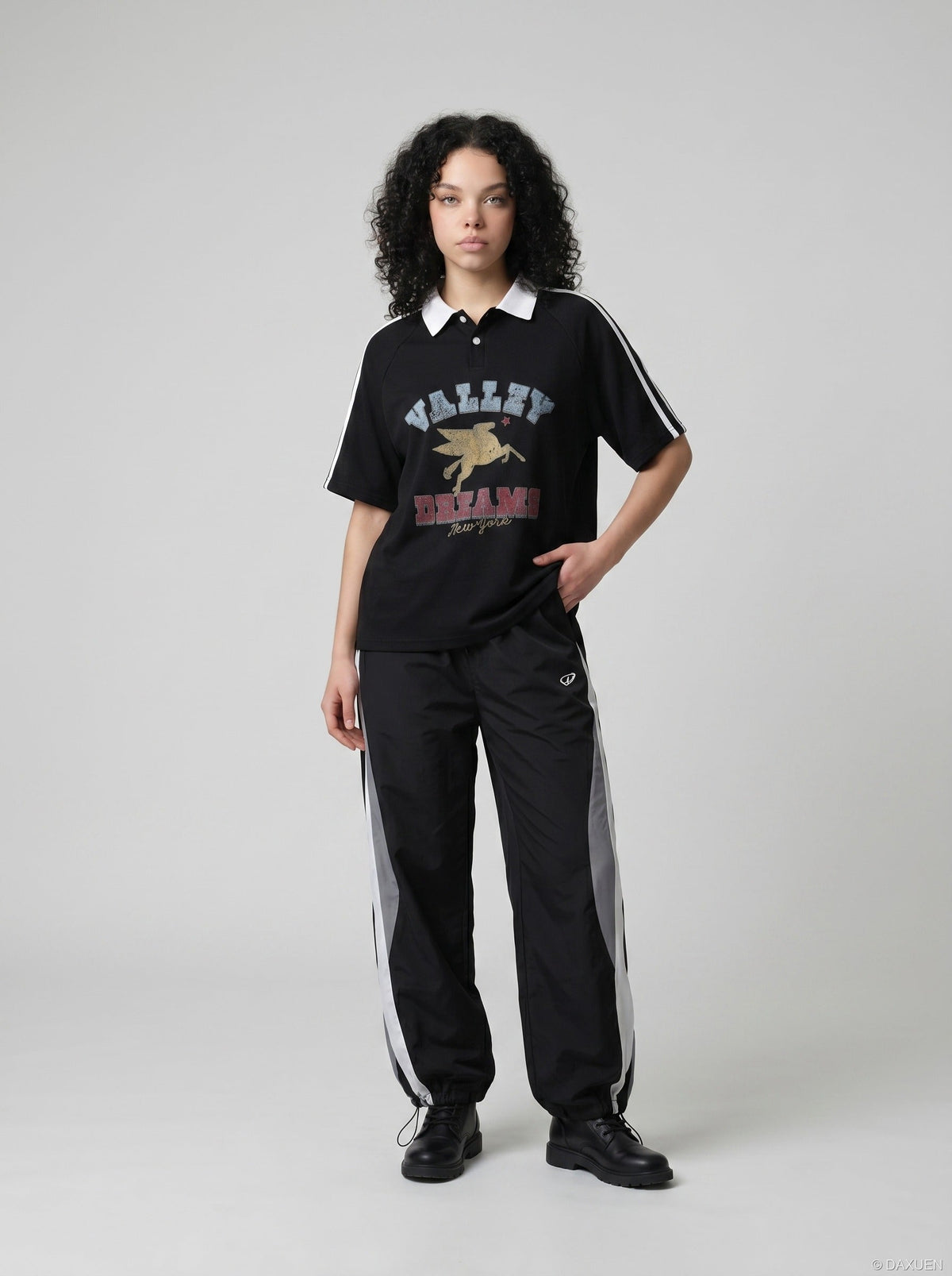 DAXUEN Valley Dreams Contrast Polo Shirt | DAXUEN — model photo