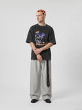 DAXUEN Oversized short-sleeve graphic T-shirt with nocturnal scene — model photo