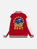 DAXUEN Varsity bomber jacket with contrasting colors and graphics