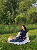 DAXUEN Relaxed fit varsity jacket with embroidered graphics — model photo