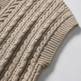 DAXUEN black vertical cable knit cardigan vest