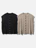 DAXUEN black vertical cable knit cardigan vest
