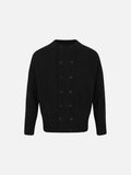 Vertical Cable Knit Double-Breasted Cardigan