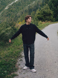 Vertical Cable Knit Double-Breasted Cardigan