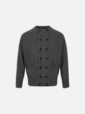 Vertical Cable Knit Double-Breasted Cardigan