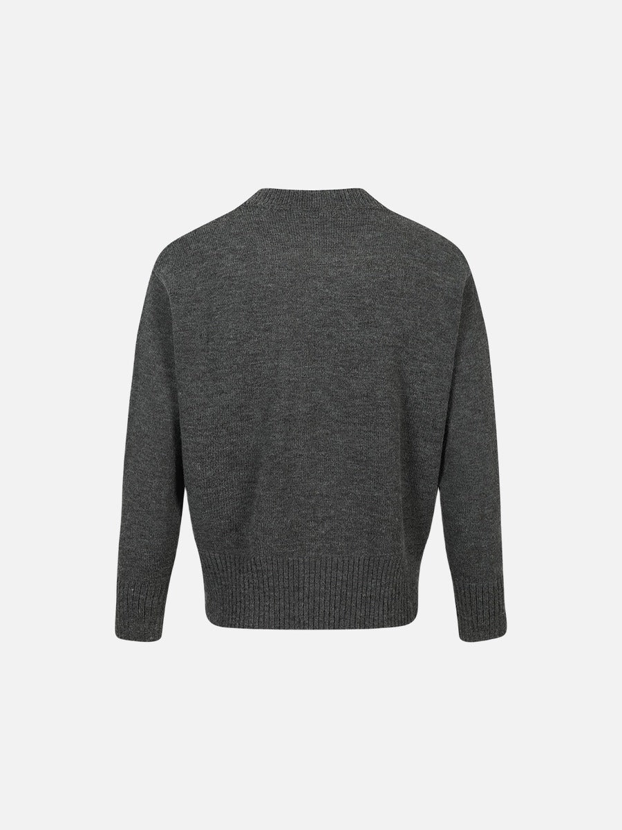 Vertical Cable Knit Double-Breasted Cardigan