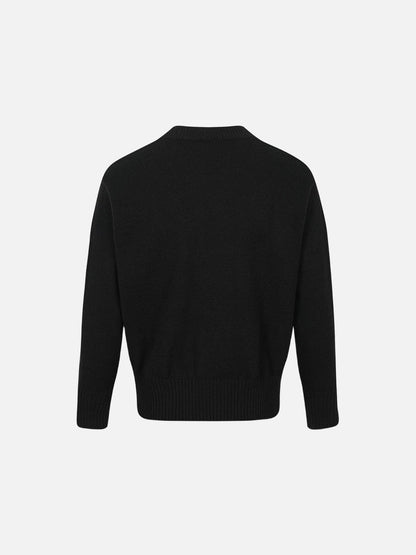 Vertical Cable Knit Double-Breasted Cardigan