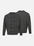 Vertical Cable Knit Double-Breasted Cardigan