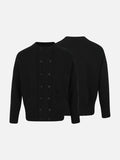 Vertical Cable Knit Double-Breasted Cardigan