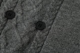 Vertical Cable Knit Double-Breasted Cardigan