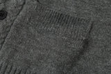 Vertical Cable Knit Double-Breasted Cardigan