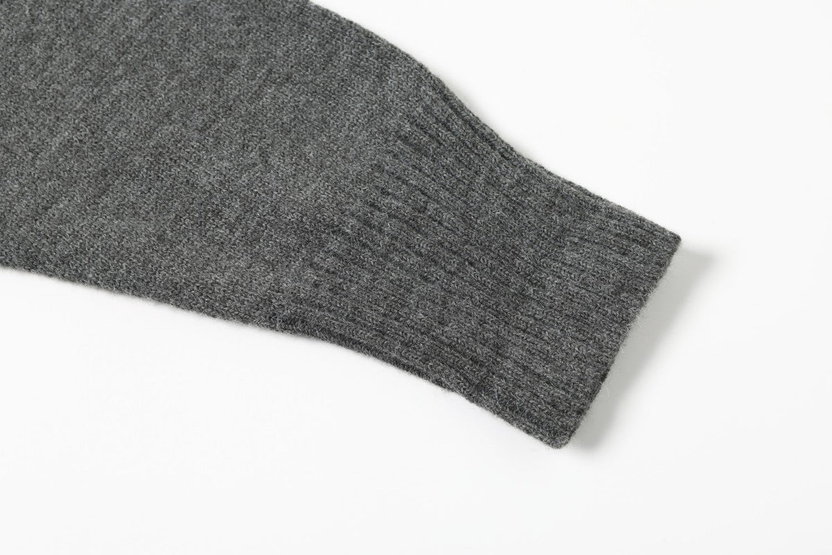 Vertical Cable Knit Double-Breasted Cardigan