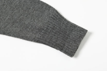 Vertical Cable Knit Double-Breasted Cardigan