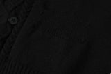 Vertical Cable Knit Double-Breasted Cardigan