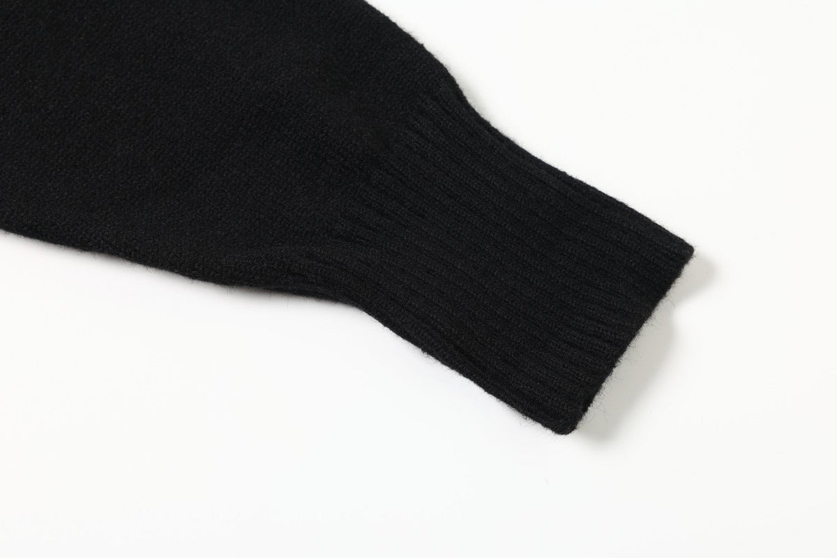 Vertical Cable Knit Double-Breasted Cardigan