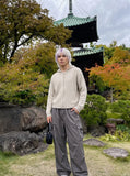 Vertical Cable Knit Hooded Cardigan