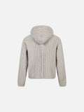 Vertical Cable Knit Hooded Cardigan