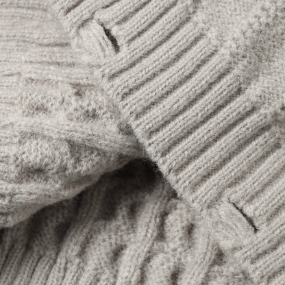 Vertical Cable Knit Hooded Cardigan