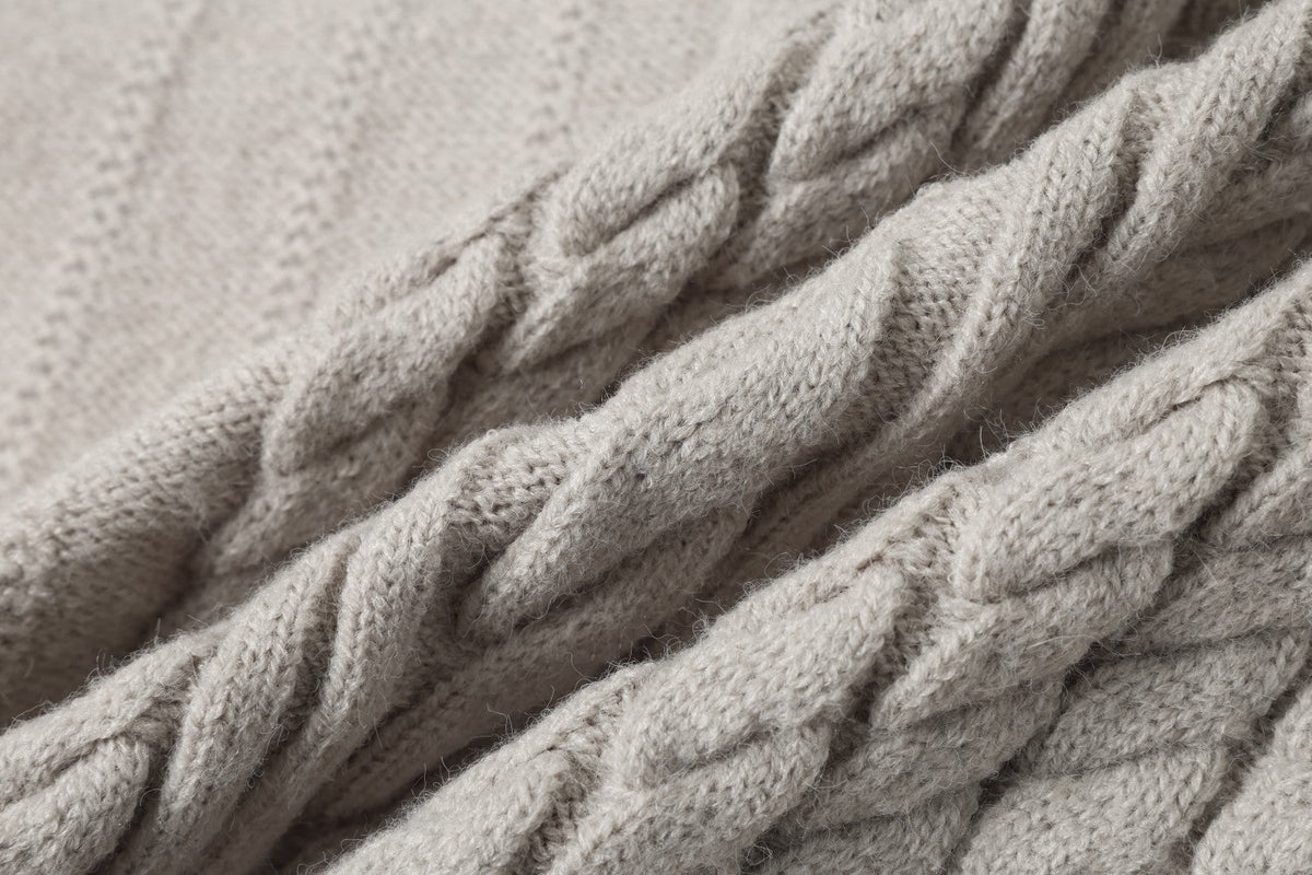 Vertical Cable Knit Hooded Cardigan