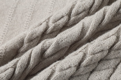 Vertical Cable Knit Hooded Cardigan