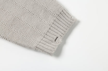 Vertical Cable Knit Hooded Cardigan