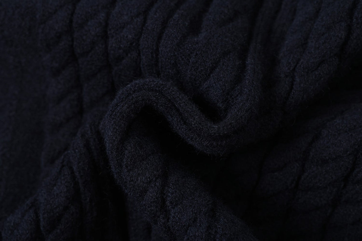 Vertical Cable Knit Hooded Cardigan