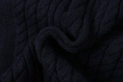 Vertical Cable Knit Hooded Cardigan