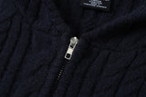 Vertical Cable Knit Hooded Cardigan