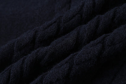 Vertical Cable Knit Hooded Cardigan