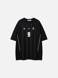Vertical Pinstripe Number 9 Oversized T-Shirt