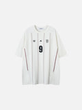 DAXUEN black oversized vertical pinstripe number 9 graphic tee