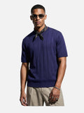 DAXUEN black vertical ribbed knit crew neck t-shirt