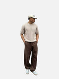 DAXUEN black vertical ribbed knit crew neck t-shirt