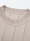 DAXUEN black vertical ribbed knit crew neck t-shirt