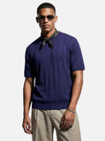 DAXUEN black vertical ribbed knit crew neck t-shirt