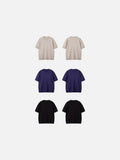 DAXUEN black vertical ribbed knit crew neck t-shirt