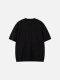 Vertical Ribbed Knit Crew Neck T-Shirt
