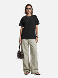 DAXUEN white vertical ribbed knit t-shirt