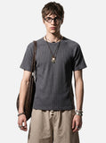 DAXUEN white vertical ribbed knit t-shirt