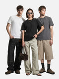 DAXUEN white vertical ribbed knit t-shirt