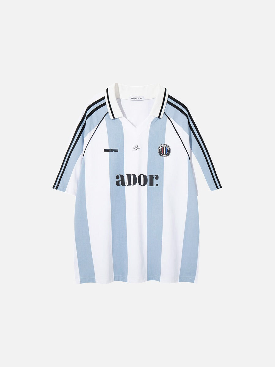 DAXUEN Short-sleeved vertical stripe polo shirt