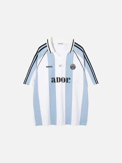 DAXUEN Short-sleeved vertical stripe polo shirt