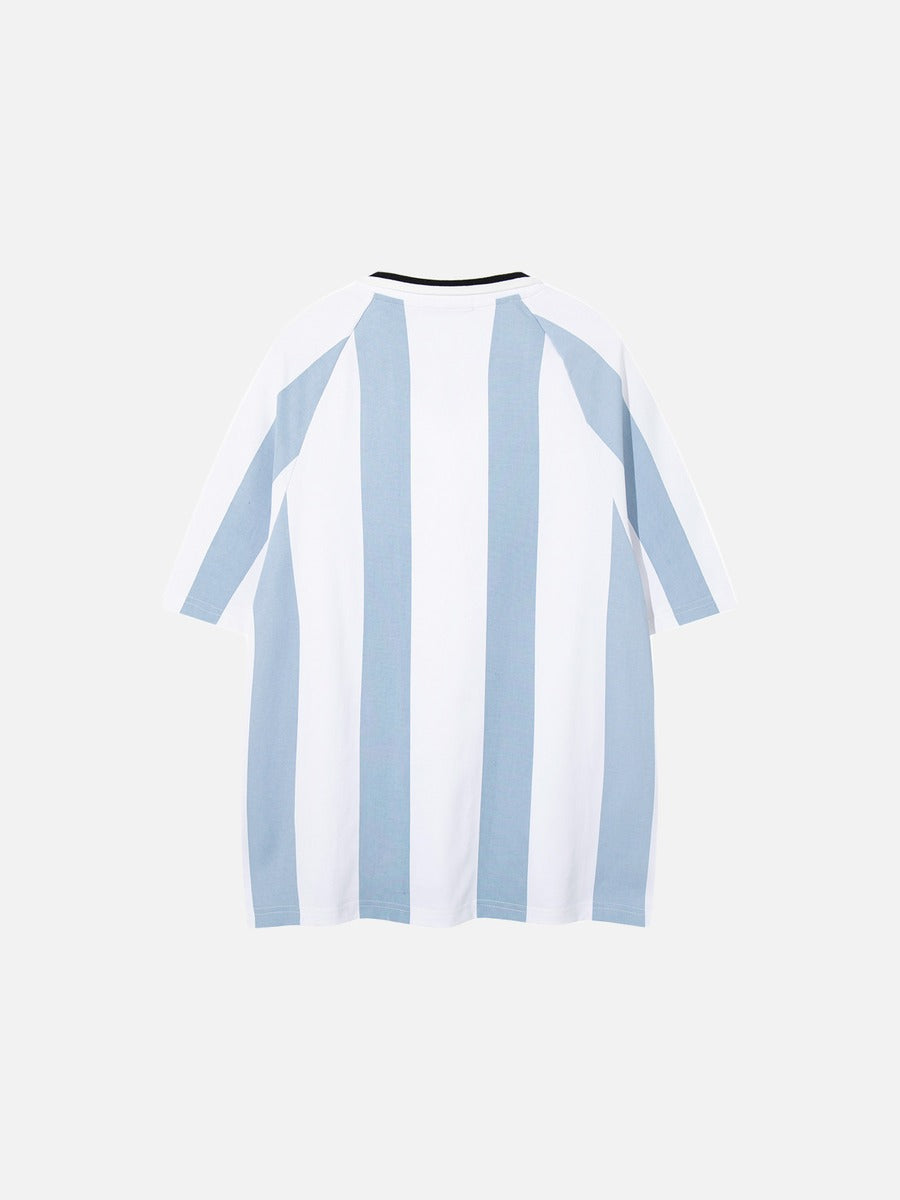 DAXUEN Short-sleeved vertical stripe polo shirt