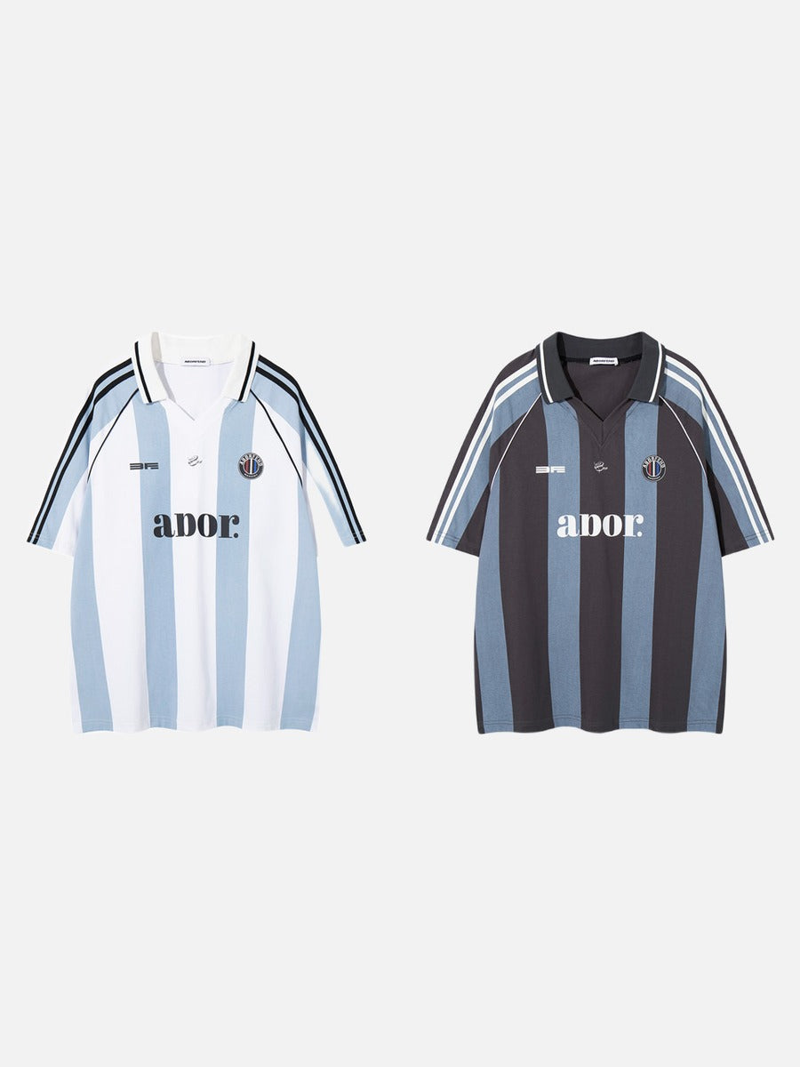 DAXUEN Short-sleeved vertical stripe polo shirt