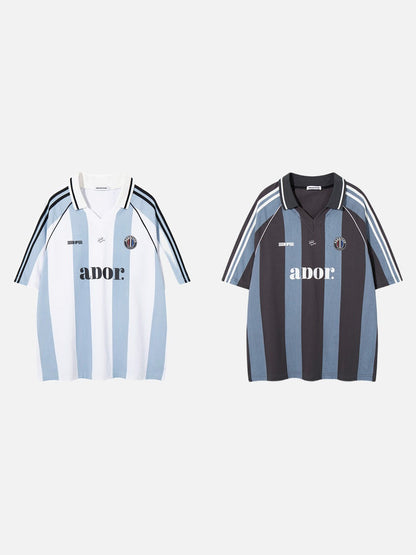DAXUEN Short-sleeved vertical stripe polo shirt