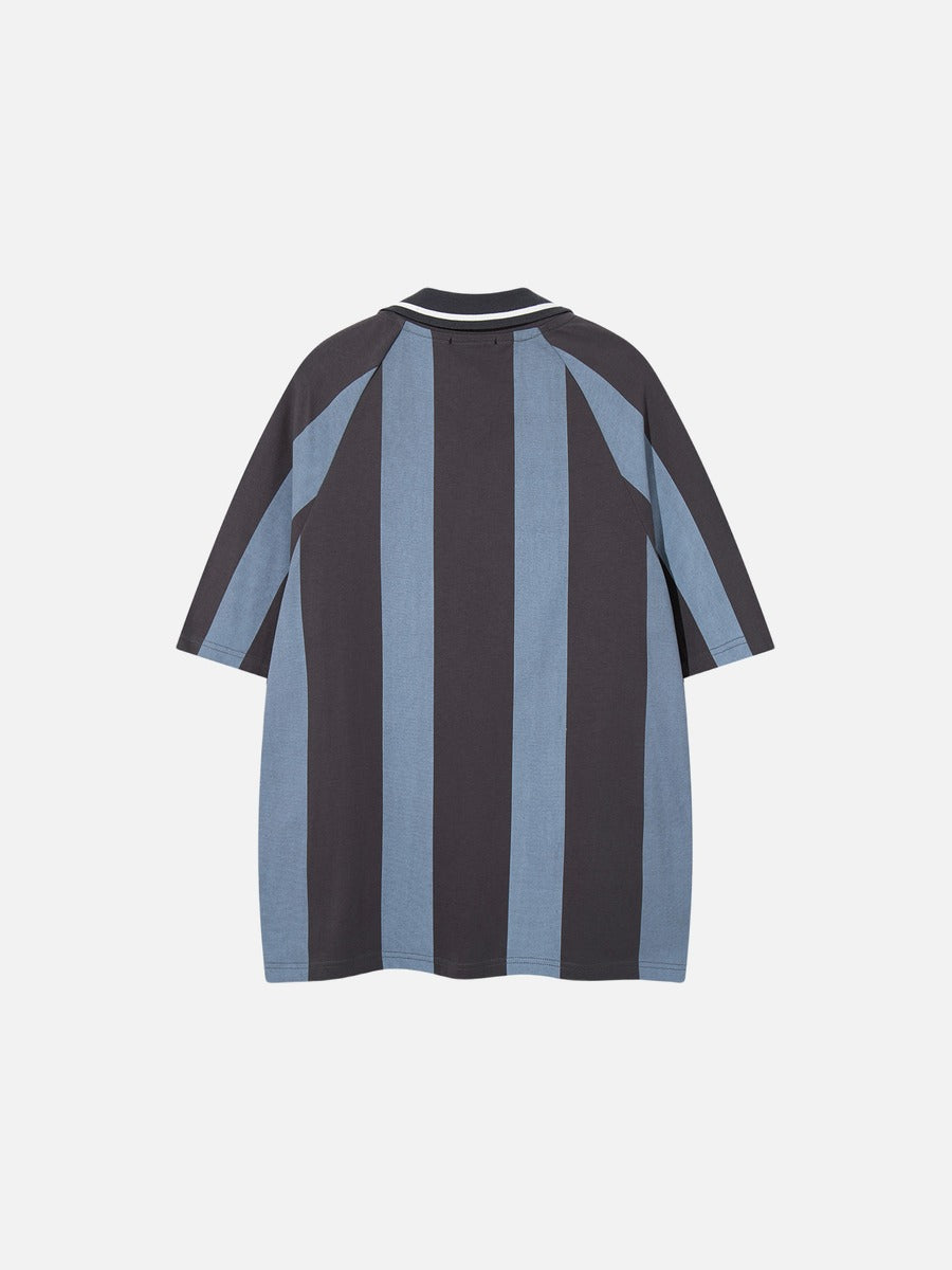 DAXUEN Short-sleeved vertical stripe polo shirt