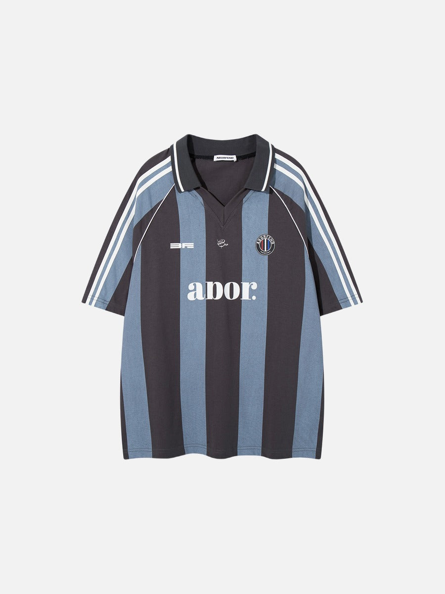 DAXUEN Short-sleeved vertical stripe polo shirt