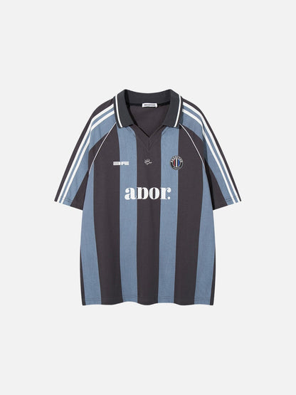 DAXUEN Short-sleeved vertical stripe polo shirt