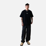 DAXUEN black oversized vertical text graphic t-shirt